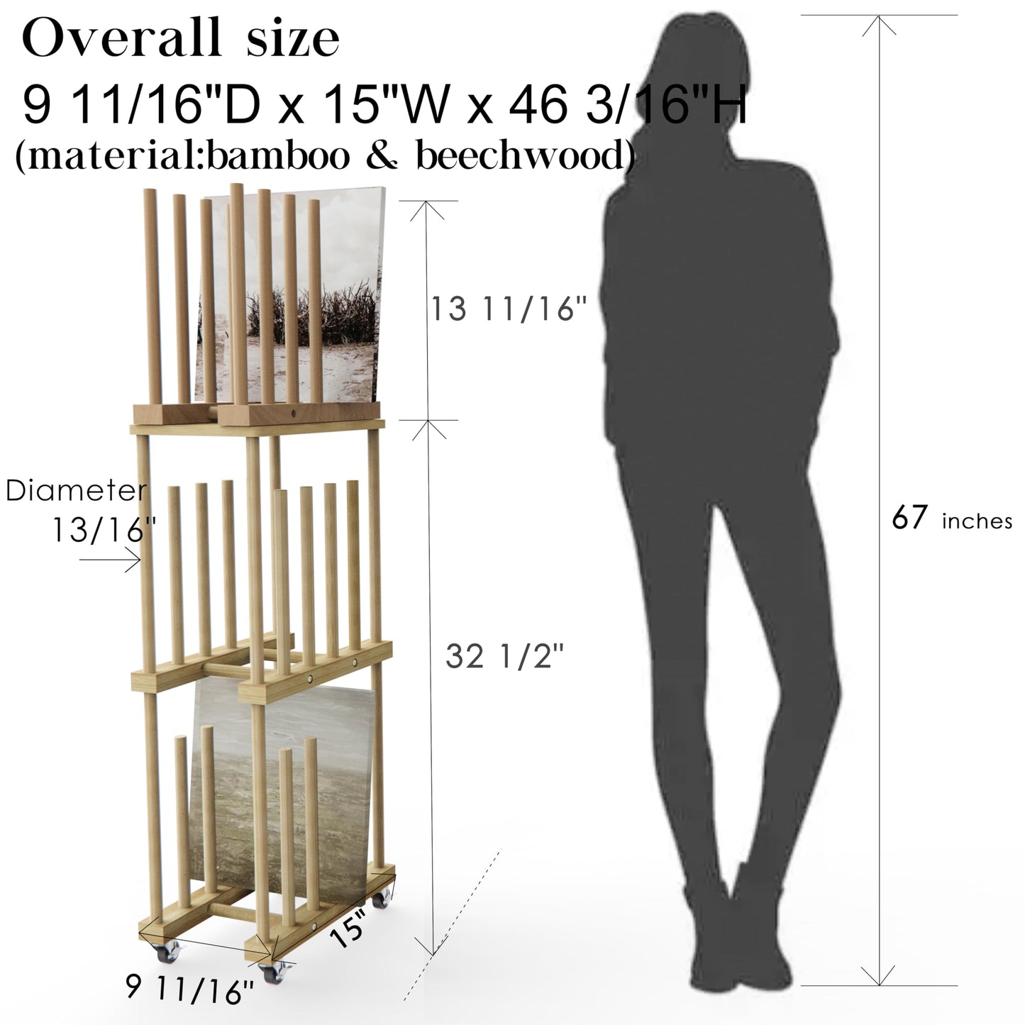UNZERO 3-Tier & Desktop Art Storage Rack for Canvas & Prints