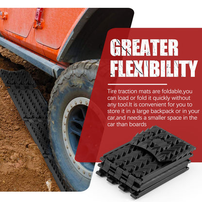 BUNKER INDUST Tire Traction Mats Foldable, Portable Recovery Track Boards + Short Recovery Track Traction Mats