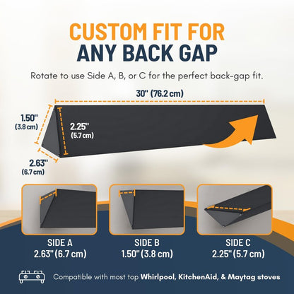 30” Slide In Range Gap Filler Kit, Slide-In Range Rear Gap Filler & Range Trim Kit, Universal Stove Gap Cover Between Stove and Wall Guard, Aluminum Cooktop Trim Kit for Whirlpool & Most Brands, Black