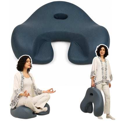 Ergonomic Meditation Cushion with Foot Rest & Carry Strap – Large Floor Cushion for Adults – Meditation Seat & Yoga Cushion for Mindfulness, Sound Healing & Reiki