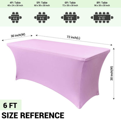 Obstal 8ft Stretch Spandex Table Cover for Standard Folding Tables - Universal Rectangular Fitted Tablecloth Protector for Party （Light Purple, 96 Length x 30 Width x 30 Height Inches）