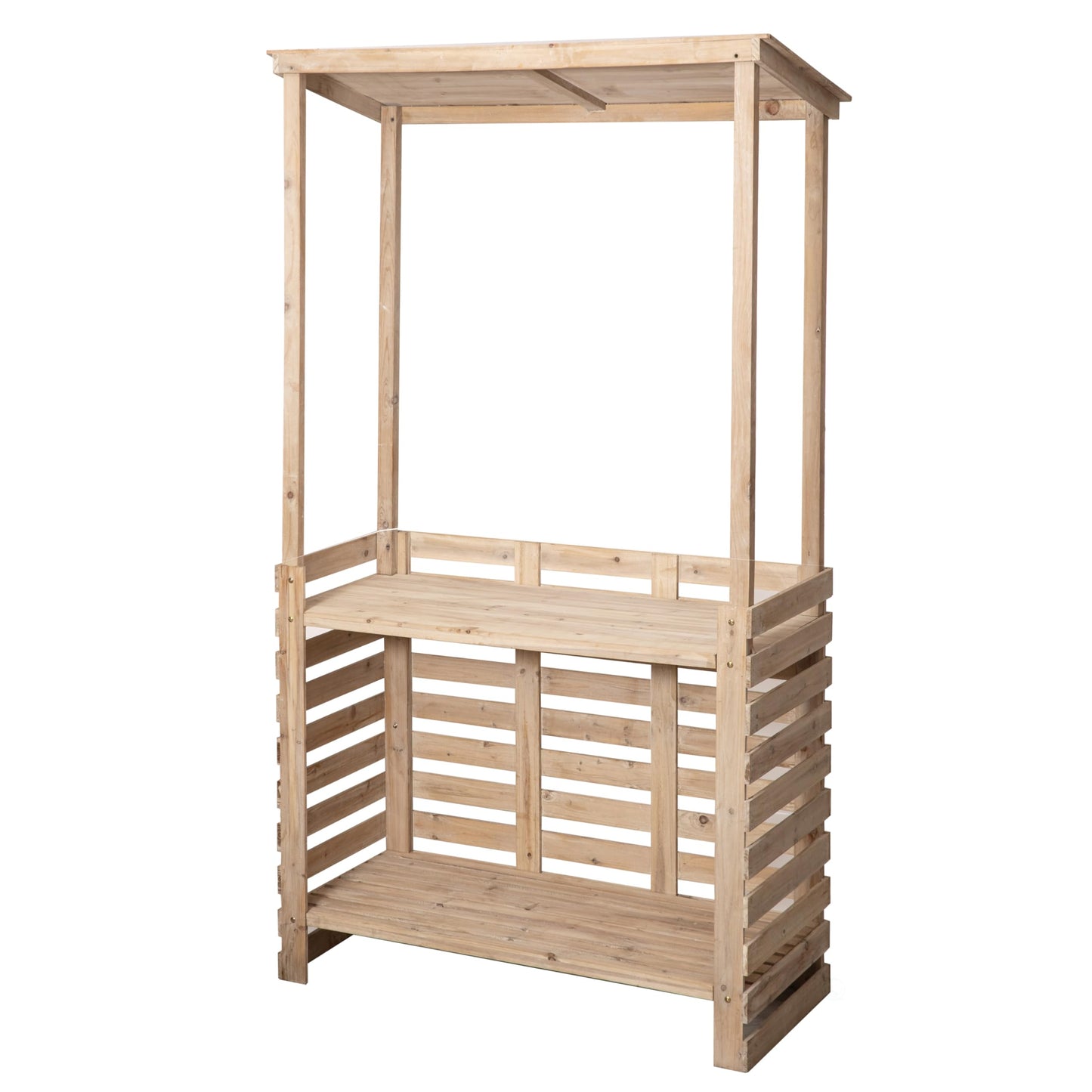 Vintiquewise Multi-Use Wooden Outdoor Bar Counter with Roof – Garden & Patio Serving Station, Backyard Drink & Snack Bar, Lemonade Stand, Event Booth for Home Parties, Weddings & BBQs
