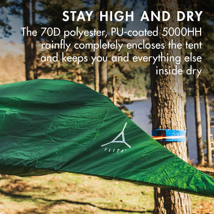 Tentsile Flite+ V3 Lightweight Camping Tent Hammock, Portable Treehouse for Backpackers, Backyards, Nature Lovers, Designed in The UK (Dark Green)