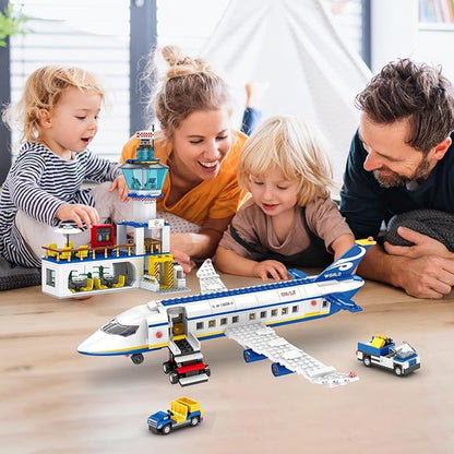 880 Pcs City Airport Passenger Terminal Building Set 6 IN 1 Airplane Building Blocks Toy STEM Aircraft Bricks with Shuttle BusLuggage CartPlanes Model Toys Gifts for Adults Boys Ages 6-12+