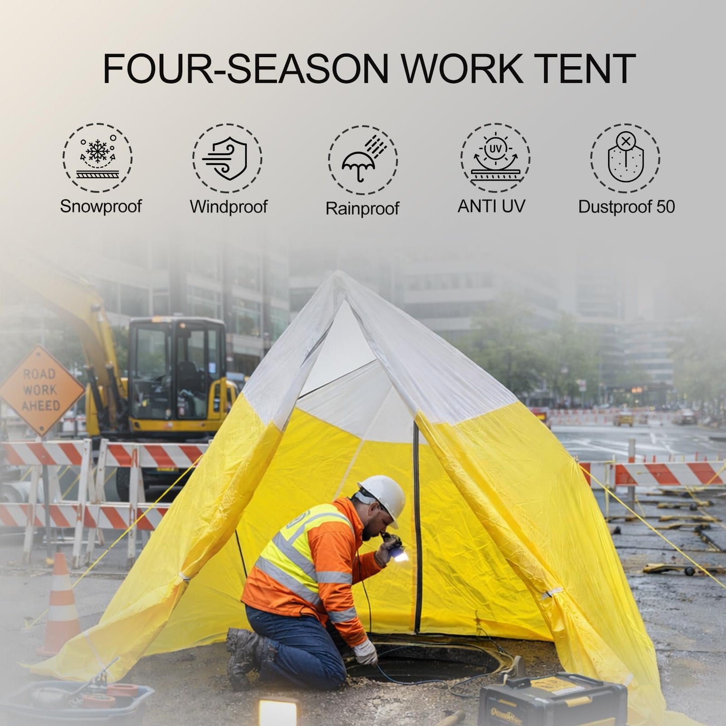 XIXIKANK Instant Pop-Up Emergency Shelter, 30-Second Setup All-Weather Work Tent for Disaster Relief, First Aid, Outdoor Survival & Worksites, Waterproof & Windproof 6.6ft x 6ft x 6.2ft
