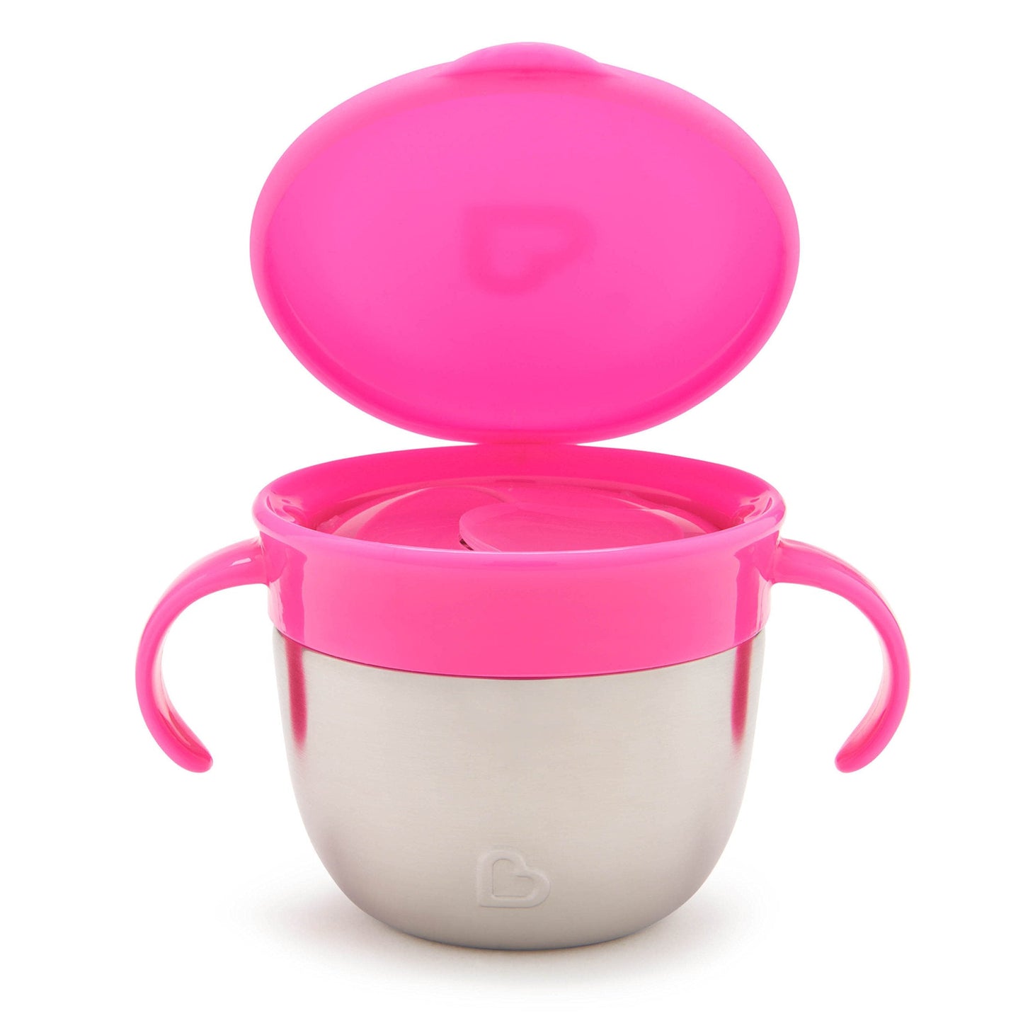 Munchkin® Snack+™ Stainless Steel Snack Catcher Cup with Lid, 9 Ounce, Pink, 1 Pack