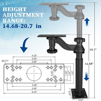 Velpaw 20.7” Adjustable Telescoping Fish Finder Mount for Boats,for 5"-12" Fishfinders & Chartplotters,Adjustable Height Range 15" to 20.7",Compatible with Lowrance, Garmin, Humminbird and More