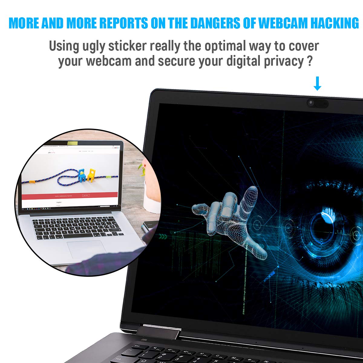 Camera Cover Slide, 0.028 Inch Ultra-Thin Phone Camera Cover, Computer Camera Cover Slide for MacBook, iMac, Laptop Desktop, Pc, iPad, iPhone, Smartphone Protect Visual Privacy Security (Black-3 Pack)