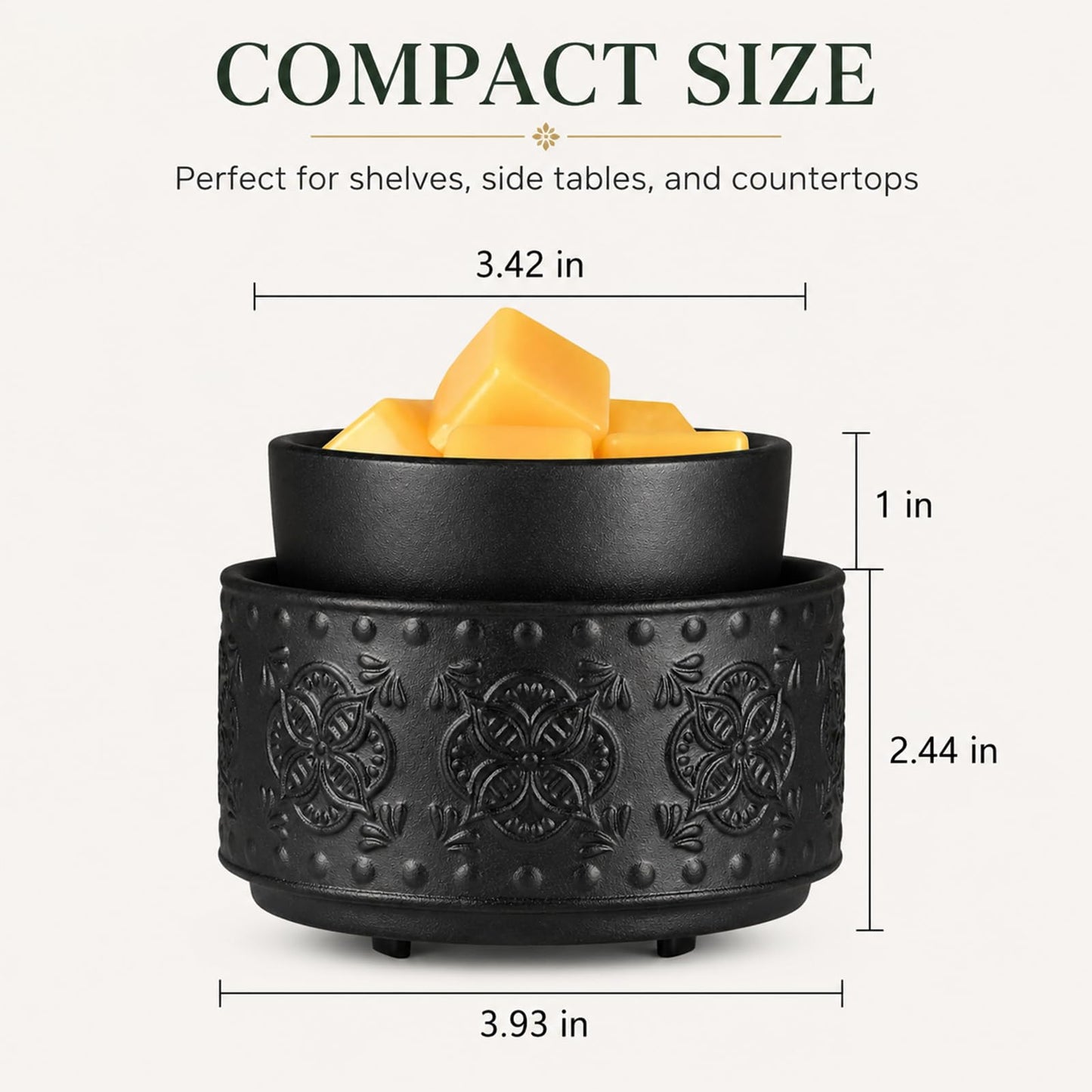 Mocosa Ceramic Wax Warmer Wax Melt Warmer for Scented Wax 3-1 Electric Candle Warmer Home Fragrance Wax Burner Perfect Christmas Gifts for Mom Women(Black-Granular)