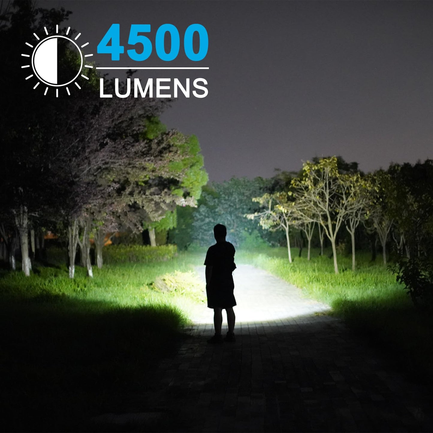 GOODSMANN Rechargeable Spotlight Waterproof Flashlight up to 4500 Lumen Handheld Searchlight Hunting Light with EVA Carrying Case USB Adapter Car Charger 9924-H101-02