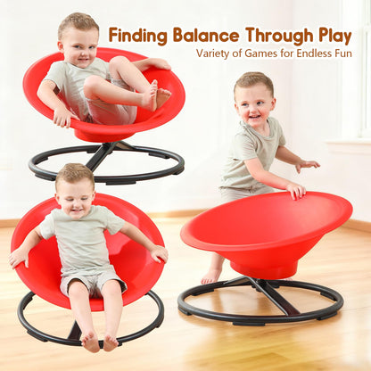 HAPPYMATY Spinning Chair for Autistic Kids, Sit and Spin Autism Toys for Age 3+, Sensory Swivel Chair Enhancing Motor Skills, Educational Indoor & Outdoor Toys (Red)