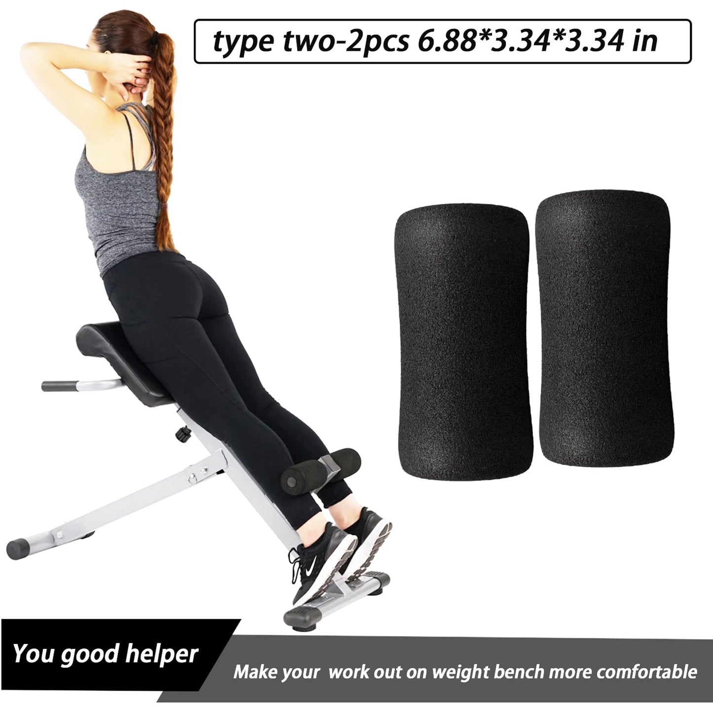 Foot Foam Pads Rollers(7.87in*3.14in*3.14in) for Exercise Machine, Inversion Table, Workout Bench, Sits Ups Replacement Parts, Home Gym Accesories
