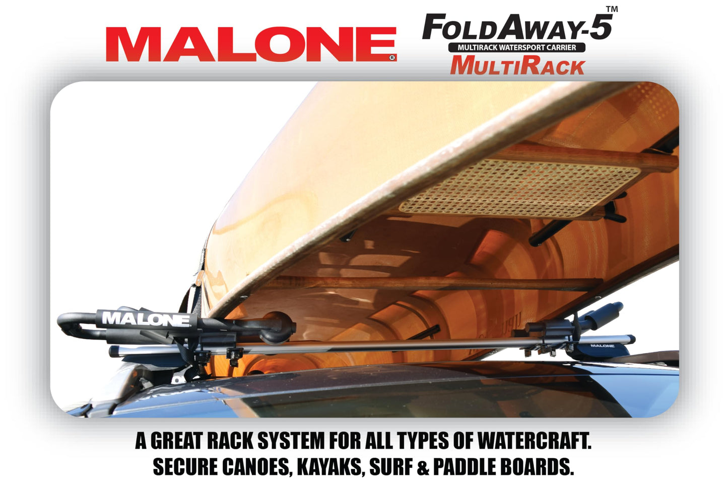 Malone Foldaway-5™ Multi-Rack Folding 1 or 2 Kayak, SUP, Canoe Carrier, Black (MPG125)
