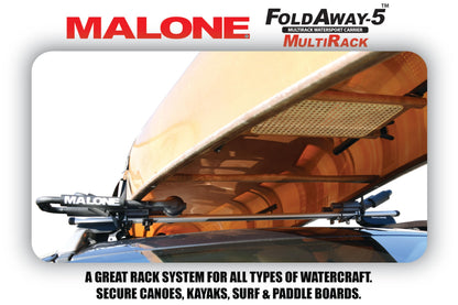 Malone Foldaway-5™ Multi-Rack Folding 1 or 2 Kayak, SUP, Canoe Carrier, Black (MPG125)