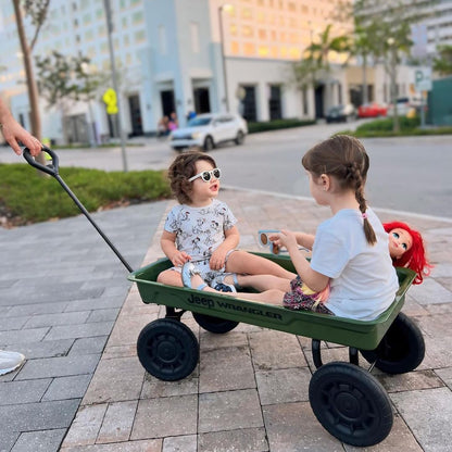 Jeep Wrangler Classic Kids Wagon by Delta Children – Rolling Utility Cart with All-Terrain Tires, Fold-Under Handle, Steel Body Pull Wagon for Outdoor Play, Olive Green Willys Jeep Heritage Design