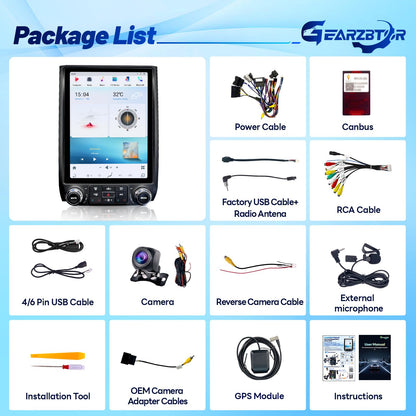 Gearzbtor 12.1" Qualcomm 8Core 4+64G Radio for Ford Expedition 2015 2016 2017,Android 13 T-Style Vertical Screen Expedition Stereo Carplay Android Auto 5Ghz WiFi 48EQ SWC Mic 1080P Backup Camera