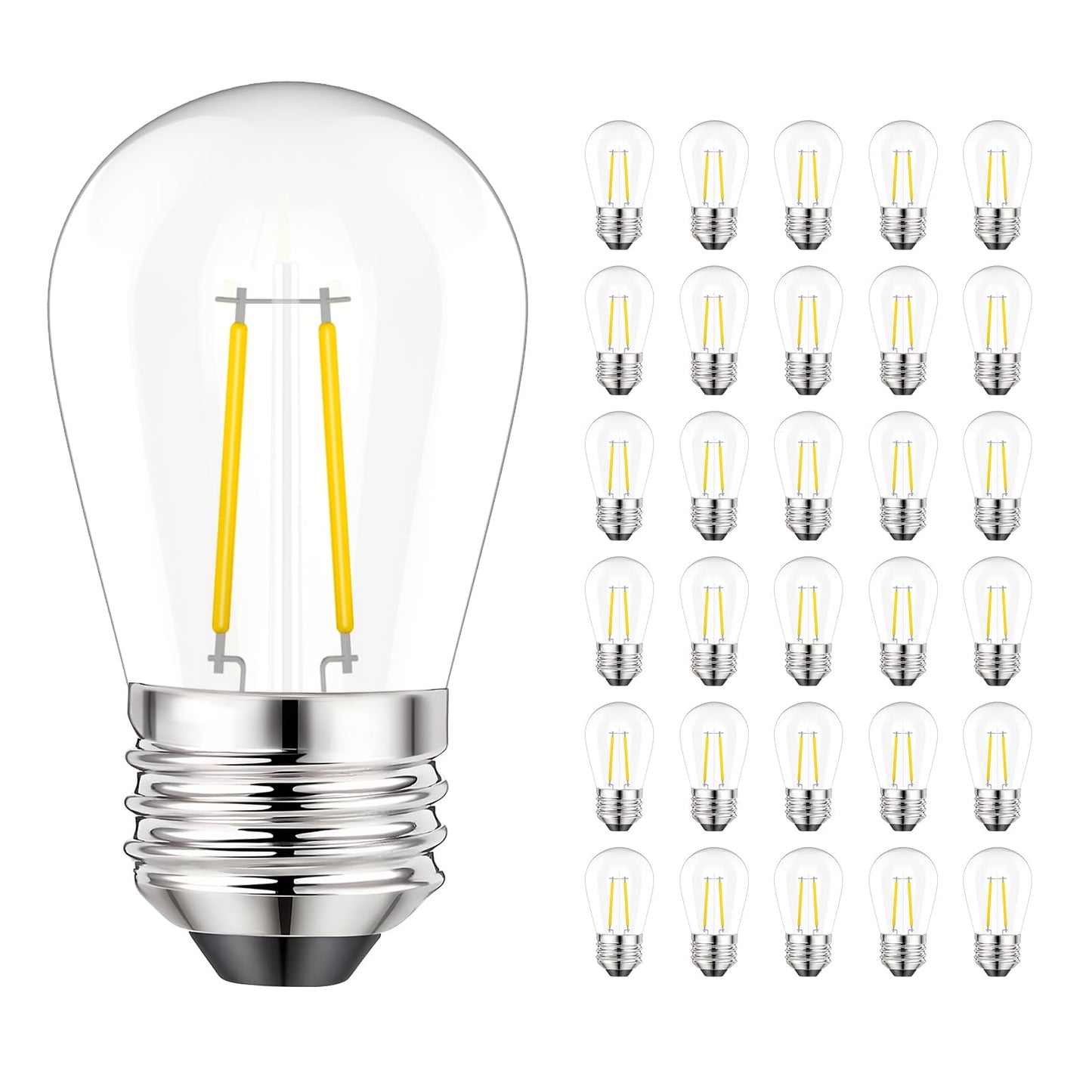 Svater 144 FT Outdoor String Lights 2W, Patio Light for Outside with 32 Antique S14 Plastic LED Bulbs with 30 Pack S14 Replacement Bulb