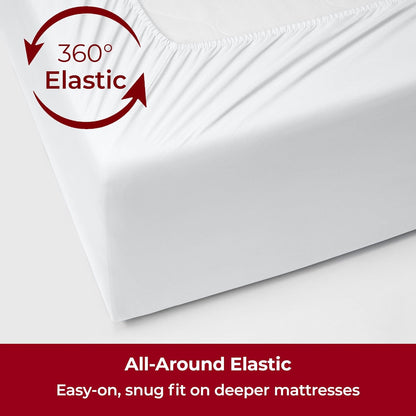 Mellanni Extra Deep King Sheets | 4-Piece Hotel Luxury Bedding Set - Ultra Soft, Cooling, Wrinkle-Resistant (King, White)
