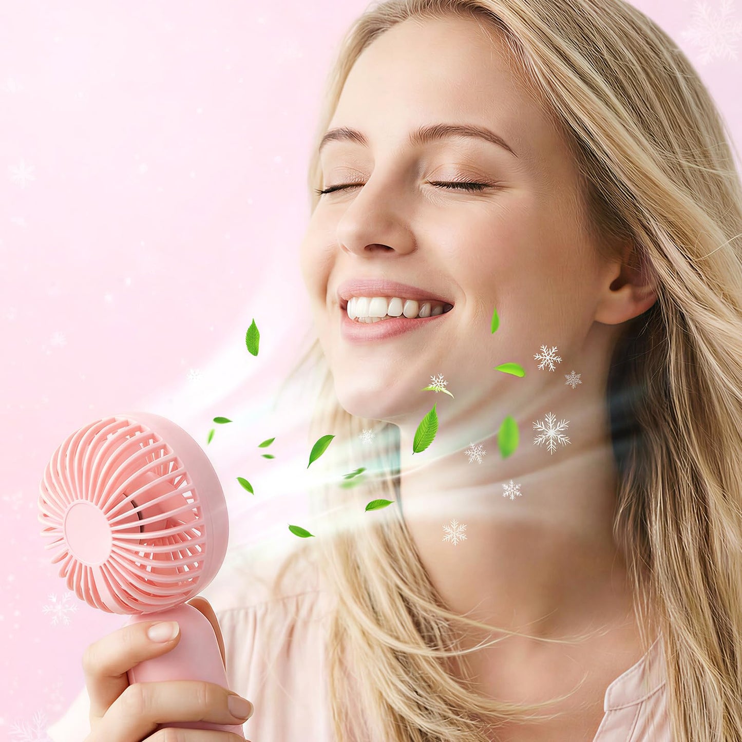 Rossesay 36 Pcs Mini Portable Fan Bulk Cute Handheld Lightweight Small Little Personal Hand Eyelash Fan 3 Speeds USB Rechargeable for Women Men Indoor Outdoor Makeup Travel (Pink)