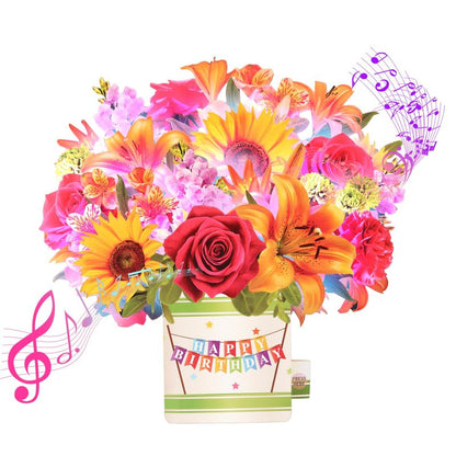 Yinqing Birthday Cards, 3D Popup Birthday Card for Women, Music and Light 10Inch Forever Sunflower Bouquet for Women Mom Wife Daughter Sister(Blank Notecard & Envelope)