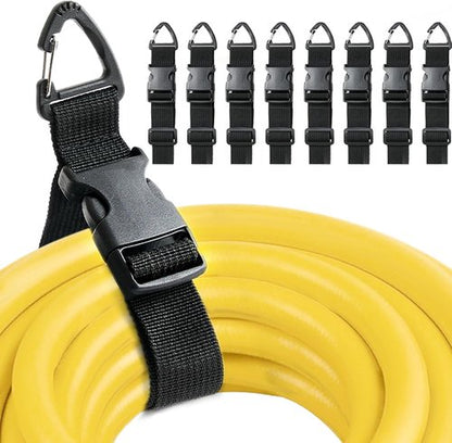 Heavy Duty Extension Cord Holder Organizer - 17 Inch Adjustable Straps with Triangle Clips | 8 Pack for Garage & Workshop