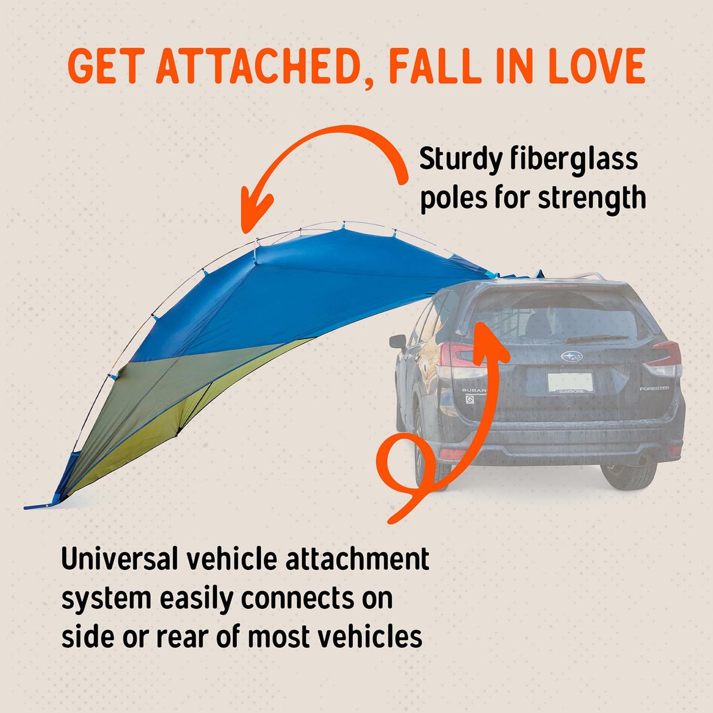 Kelty Sideroads Awning Shelter for Car Camping, Tailgating, and Summer Beach Trips, Protection from Elements and UV, Universal Mount, Sturdy Steel Frame, Easy Setup