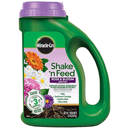 Miracle-Gro Shake 'n Feed Rose & Bloom Plant Food - Long-Lasting Granular Fertilizer, Feeds 3 Months - 4.5 lbs.