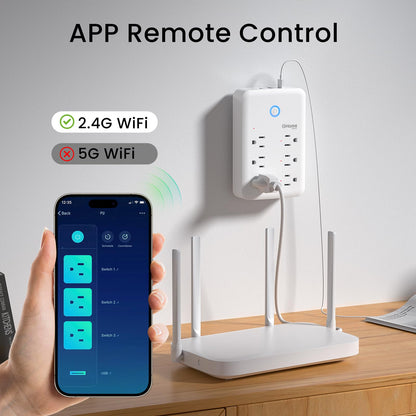 GHome Smart Plug Outlet Extender, USB Wall Charger with 3 Individual Smart Outlets and 3 Smart USB Ports, Works with Alexa Google Home, Surge Protector Plug Extender for APP Control,15A/1800W