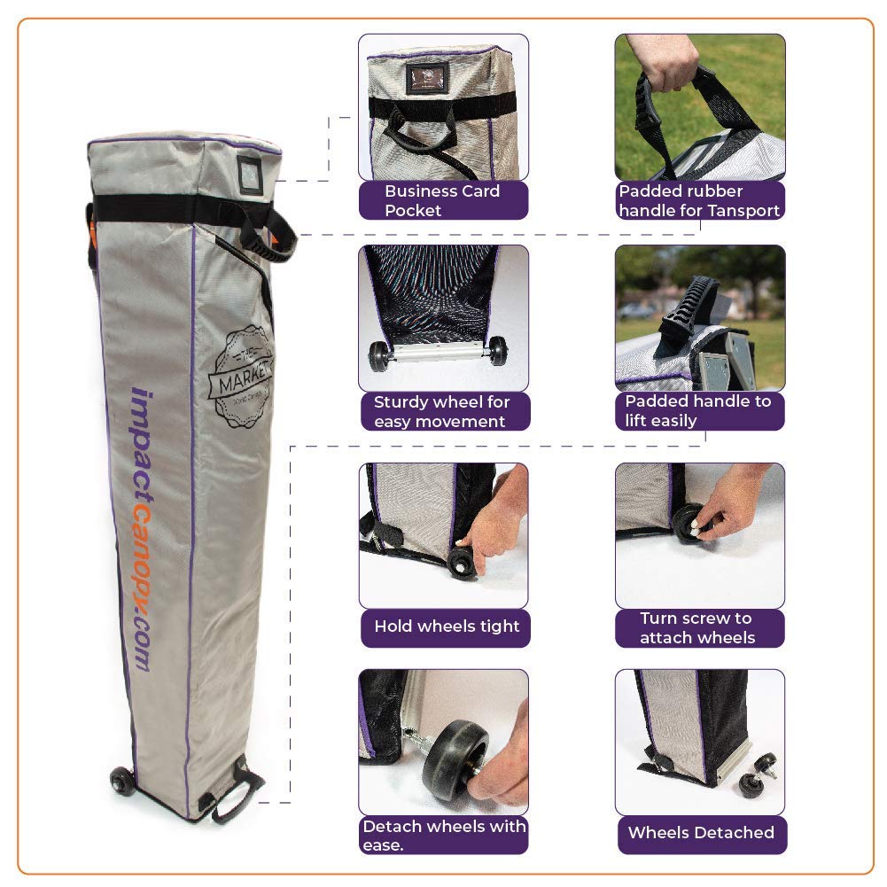 iMPACT Canopy USA 10' x 10' Canopy Kit, Includes 4 Sidewalls One with Door and Window, 4 Weight Bags, Spike & Rope, Roller Bag, White