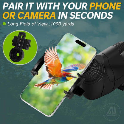 Aurosports 25-75X80 Spotting Scope with Tripod - BAK4 High Definition Waterproof Spotter Scope for Target Shooting Hunting Bird Watching, Scopes with Carrying Bag and Scope Phone Adapter (Green)