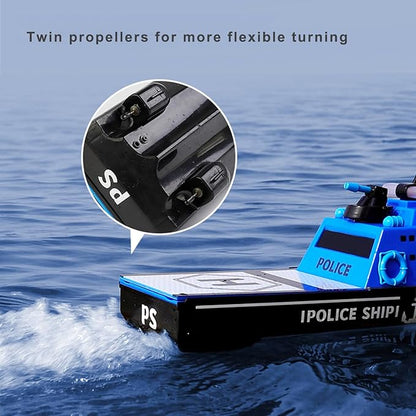 22 Inch 56CM Remote Controlled Warship Battleship Aircraft Carrier 15km/h 2.4G 8WD RC Boat Spaying Water LED Walk On Water Lakes Pools for 14Y+ Blue (2 Water-Cannons 1 Shooting &amp1 No-Shooting)