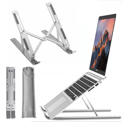 Portable Laptop Stand, Adjustable Ergonomic Aluminium Laptop Mount Stand, Detachable Notebook Riser Holder for Desk Compatible with MacBook, Dell, Lenovo More 10-15.6" Laptops-Silver