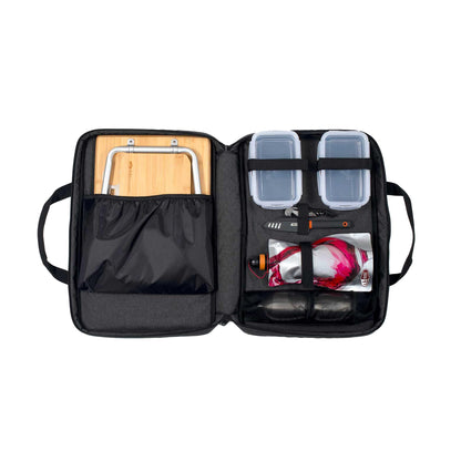 GSI Outdoors Gourmet Picnic Set, 2 Person Portable Camping & Wine Dining Travel Kit with Table, Glasses, Food Containers & Case