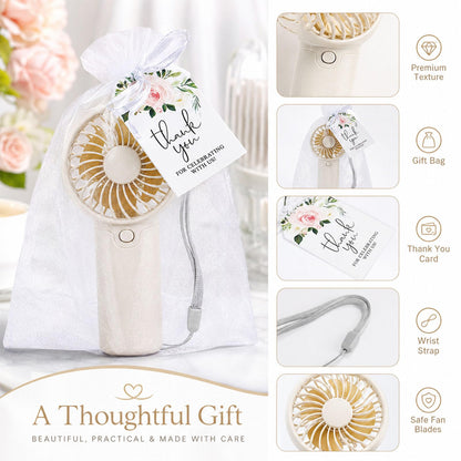 PROY 100 Pack Mini Fans Bulk, Portable Fan Bulk with Thank You Cards and Gift Bags, Wedding Favors Sets with Lanyard for Bridal Shower, Travel and Summer Beach Party