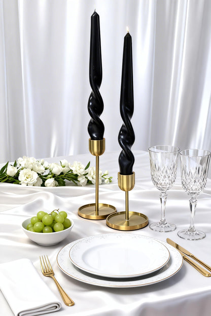 PAMELIFE Spiral Taper Candles - Set of 6 Twisted Candle 9.5 Inch Tall for Home Decoration Holiday Wedding Party (Black)