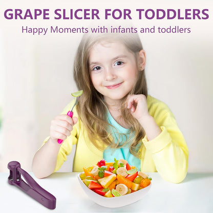 Luvan Grape Cutter for Toddlers 1-3 | Stainless Steel Fruit Slicer - Purple, Ideal for Salad & Cake Decor