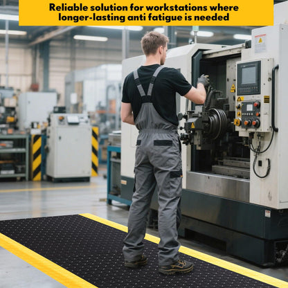 Drydiet 1 Pcs 2'x6' Anti Fatigue Mat Industrial, ESD Conductive Pad with Ground Wire, Heavy Duty Ergonomic Standing Floor Mat for Commercial Work, Shop Stand, Thick 3/4" Black with Yellow Border