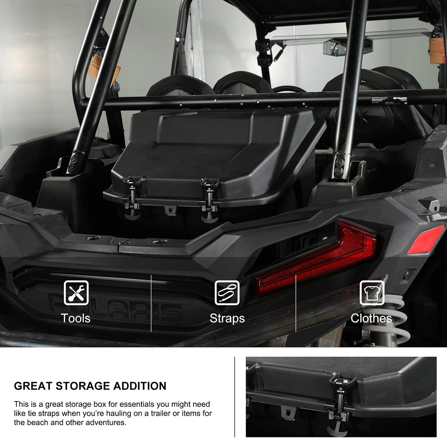 KIWI MASTER Rear Cargo Box for 2014-2023 Polaris RZR XP 1000 900 Turbo, 2020-2026 RZR Trail/S Accessories Replace OEM # 2881193 Waterproof 69 QT Bed Storage Bin