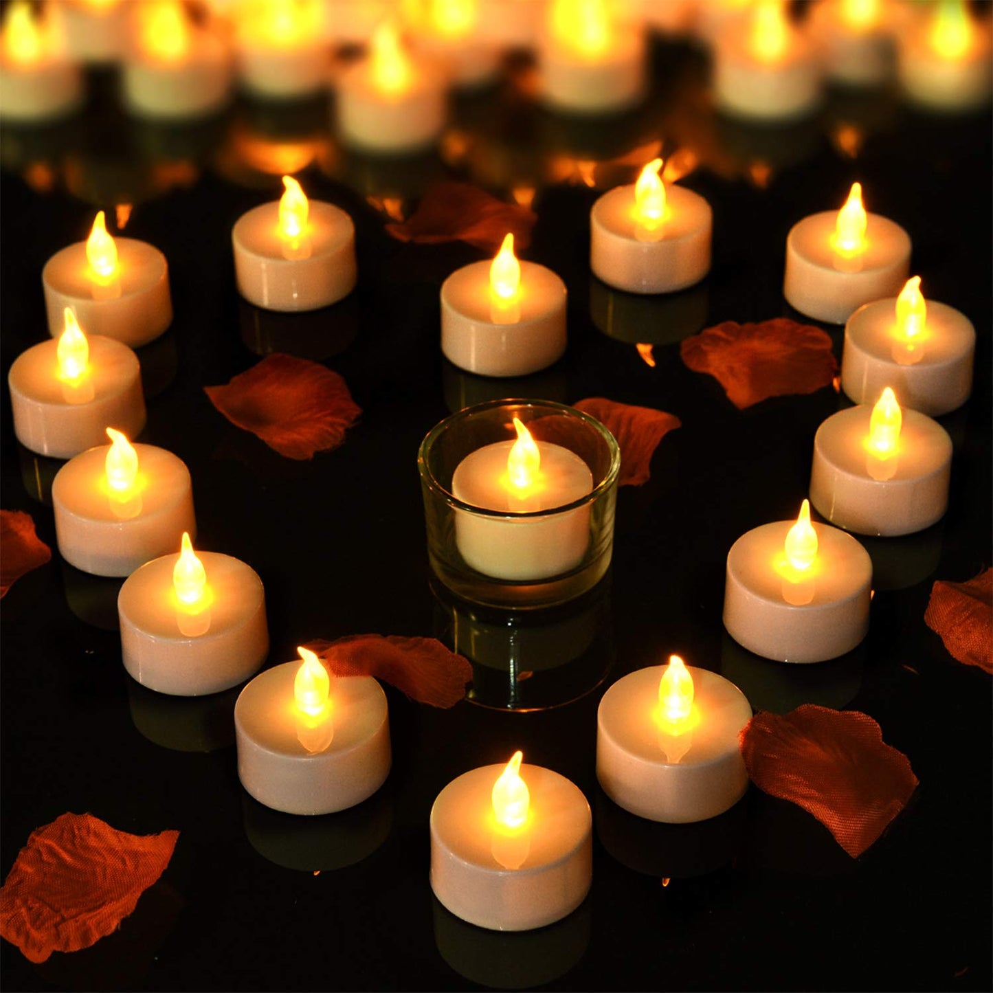 Pandaing Lasts 2X Longer White Flameless Tealight Candles, 40 Pack, Batteries Included, Realistic Tea Lights Candles, Flickering Bright Tealights, Unscented Battery Operated Candles