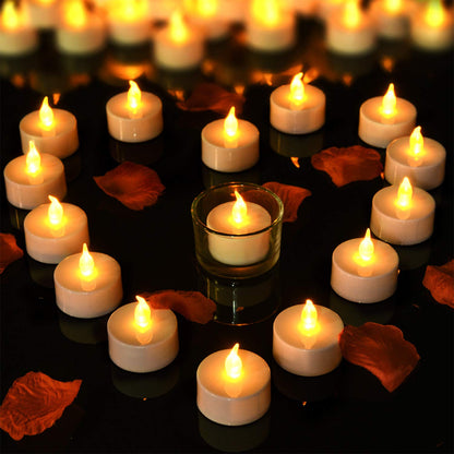 Pandaing Lasts 2X Longer White Flameless Tealight Candles, 40 Pack, Batteries Included, Realistic Tea Lights Candles, Flickering Bright Tealights, Unscented Battery Operated Candles
