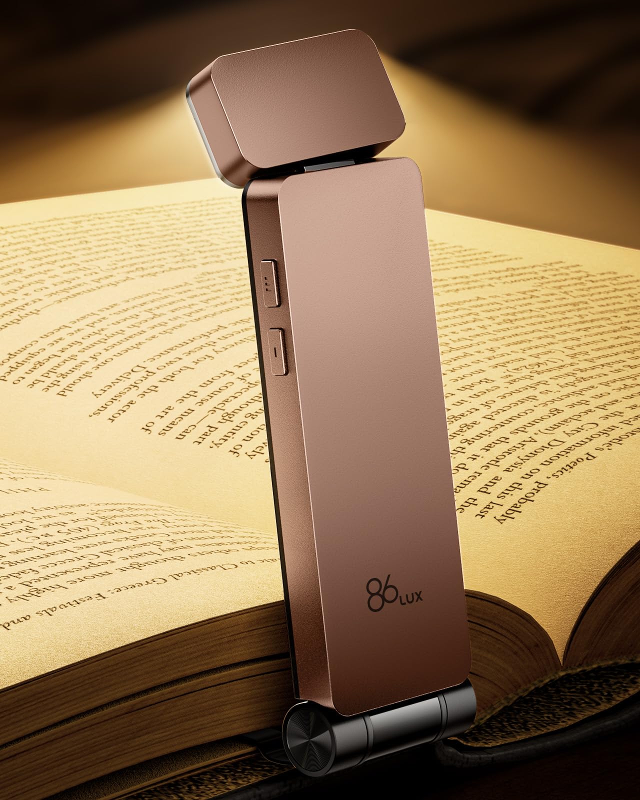 86lux Book Light, Rechargeable Clip-On LED Reading Light for Bed & Night Use - 3 Color Temperatures with Stepless Dimming, Ultralight Bookmark Design for Kids, Book Lovers, Grey