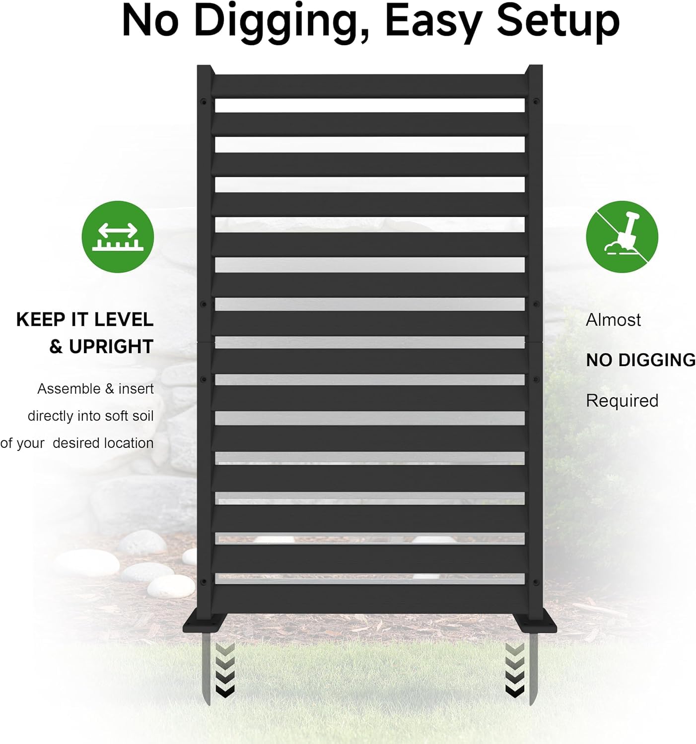 Air Conditioner Fence 1 Panel, 60" H x 38" W HDPE Privacy Fence Panel, Outdoor Privacy Fence Screen with Metal Stakes, Pool Equipment Enclosure & Trash Can Enclosure (Slanted 38" W x 60" H (1 Panel))
