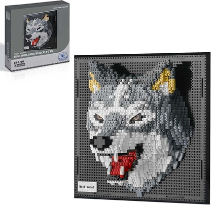 BNG Animal Wall Art Wolf Building Blocks SetsA Wall Decor Set for Adults Who Love Creative Hobbies Gift Toy for Adults (2214 PCS)