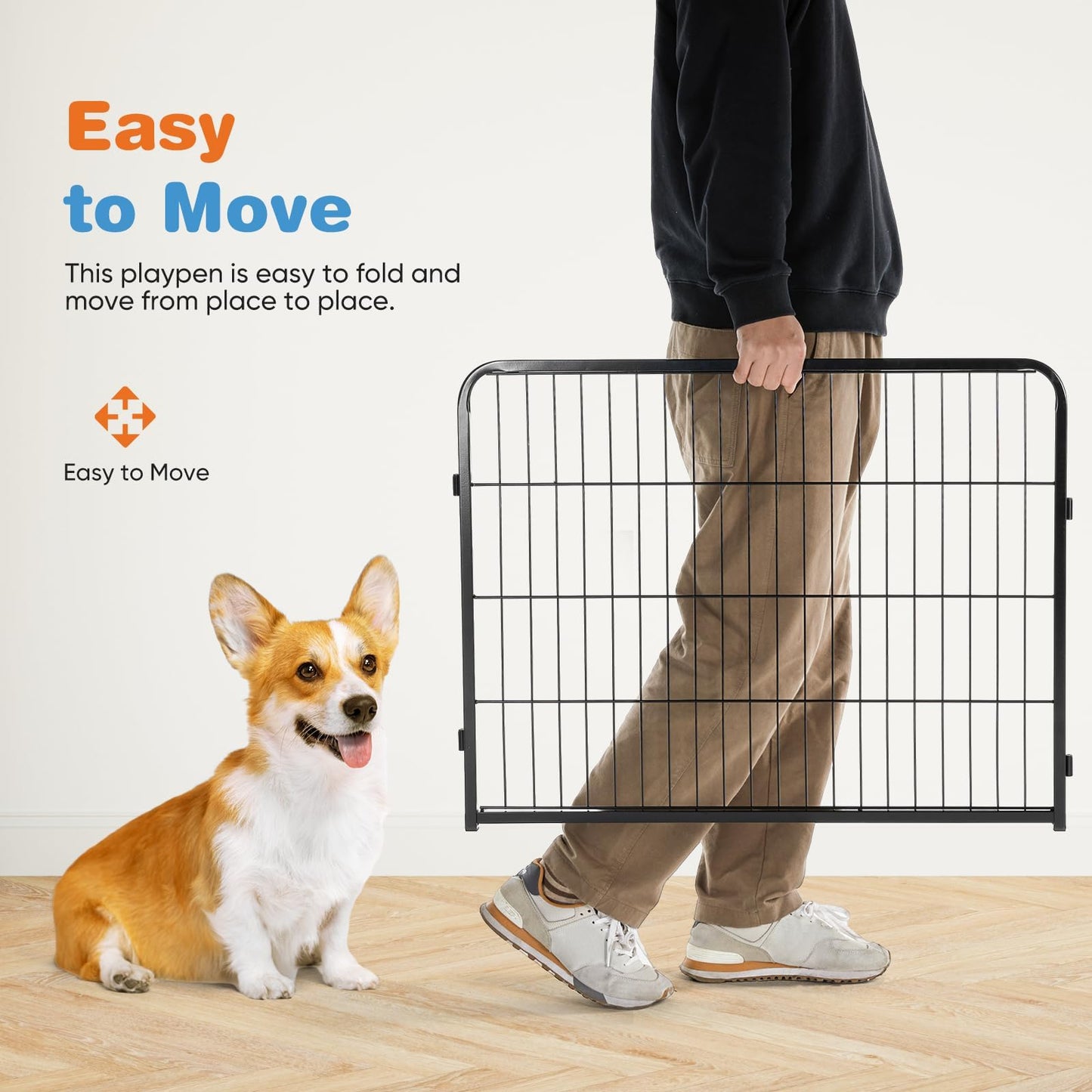 40” Heavy Duty 8-Panel Metal Pet Playpen | Indoor/Outdoor Dog Exercise Pen with Door – for Puppies, Small to Large Dogs, Rabbits | Ideal for Camping, Yard & Garden Use