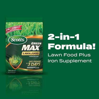 Scotts Green Max Lawn Food - Premium Nutrient-Rich Formula for Lush Lawns | Covers 5,000 Sq. Ft.