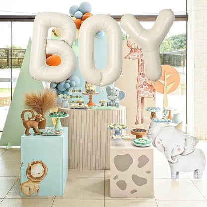 40 Inch Beige BOY Balloons, Large Cream White Sand BOY Balloon Letters with Ribbon, Ivory Alphabet Boy Balloon for Him Birthday Baby Boys Shower Boy or Girl Gender Reveal Party Decorations Supplies