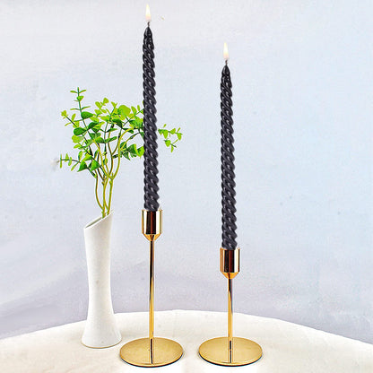 SEVEN LUCKY LIGHT 10 Inch Spiral Black Taper Candles Set of 4, Metallic Finish Dripless Candlesticks, 8+ hrs Smokeless Clean Burning for Halloween, Home, Dinner, Wedding & Church Decor
