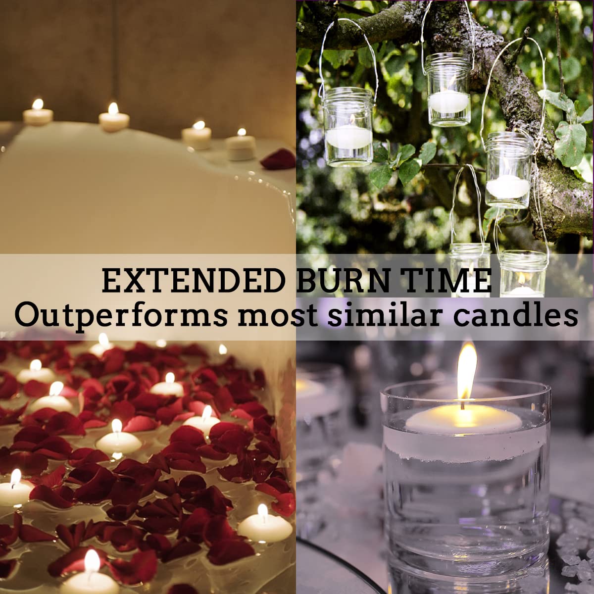 50 Pack Floating Candles, 2'' White Unscented Dripless Wax Burning Candles, for Cylinder Vases, Weddings, Party and Holiday