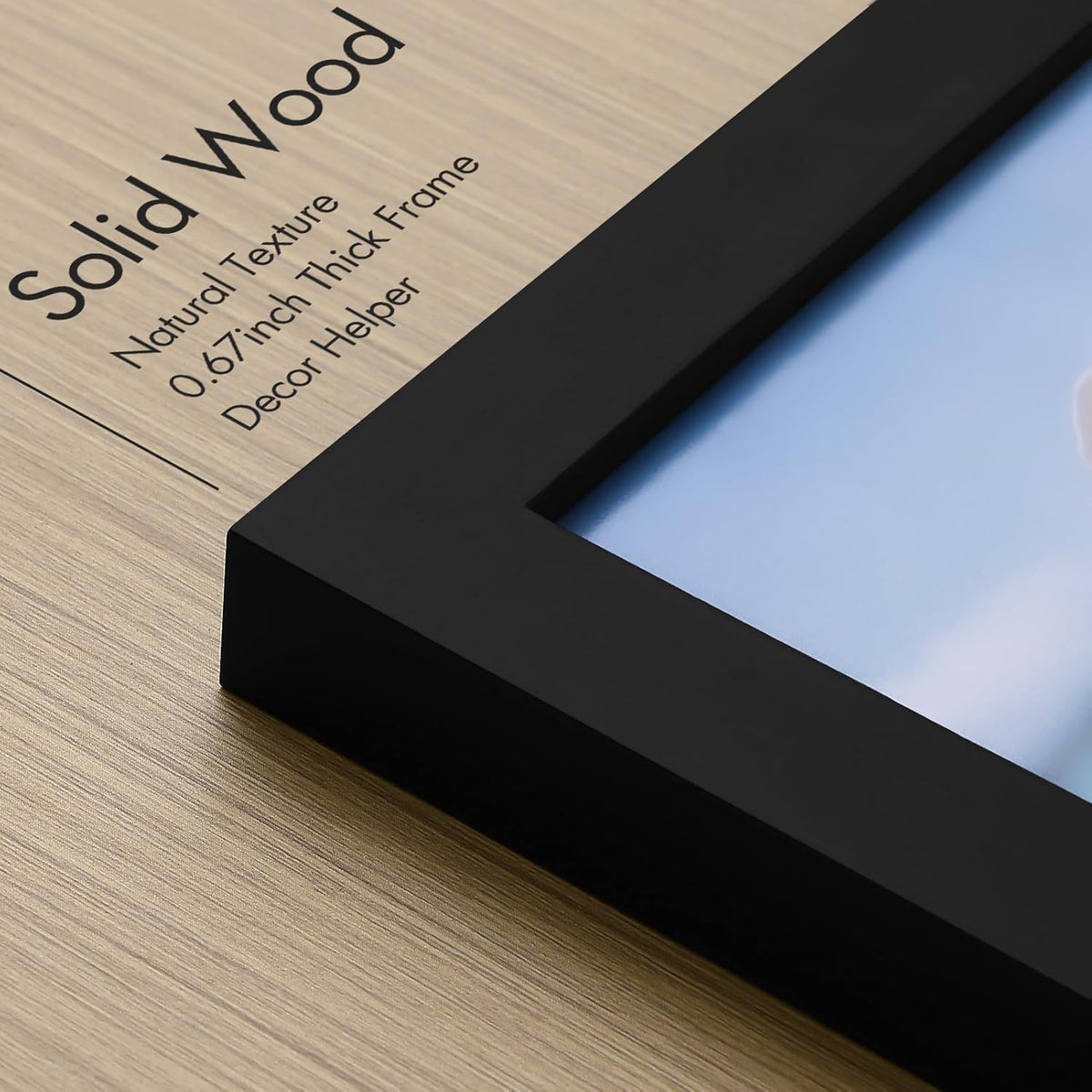 Vittanly 5x7 Picture Frame - Solid Wood & Shatterproof Plexiglass | Black Photo Frame for Wall or Tabletop Display