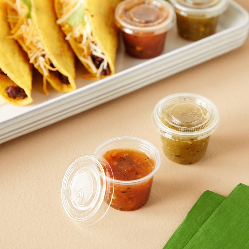 Juvale Disposable Cups with Lids - 1 oz Plastic, Clear, 500 Pack - Condiment Cups & Sauce Containers & Sample Containers